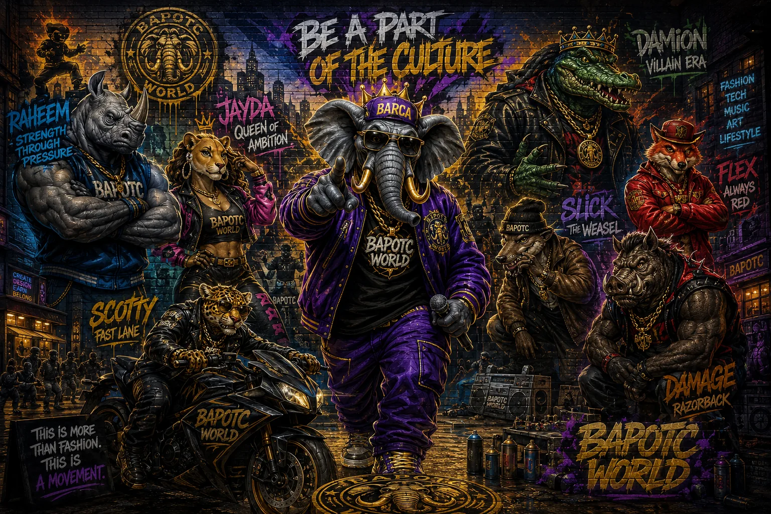 BAPOTC World — the City of Culture mural with all eight crew members