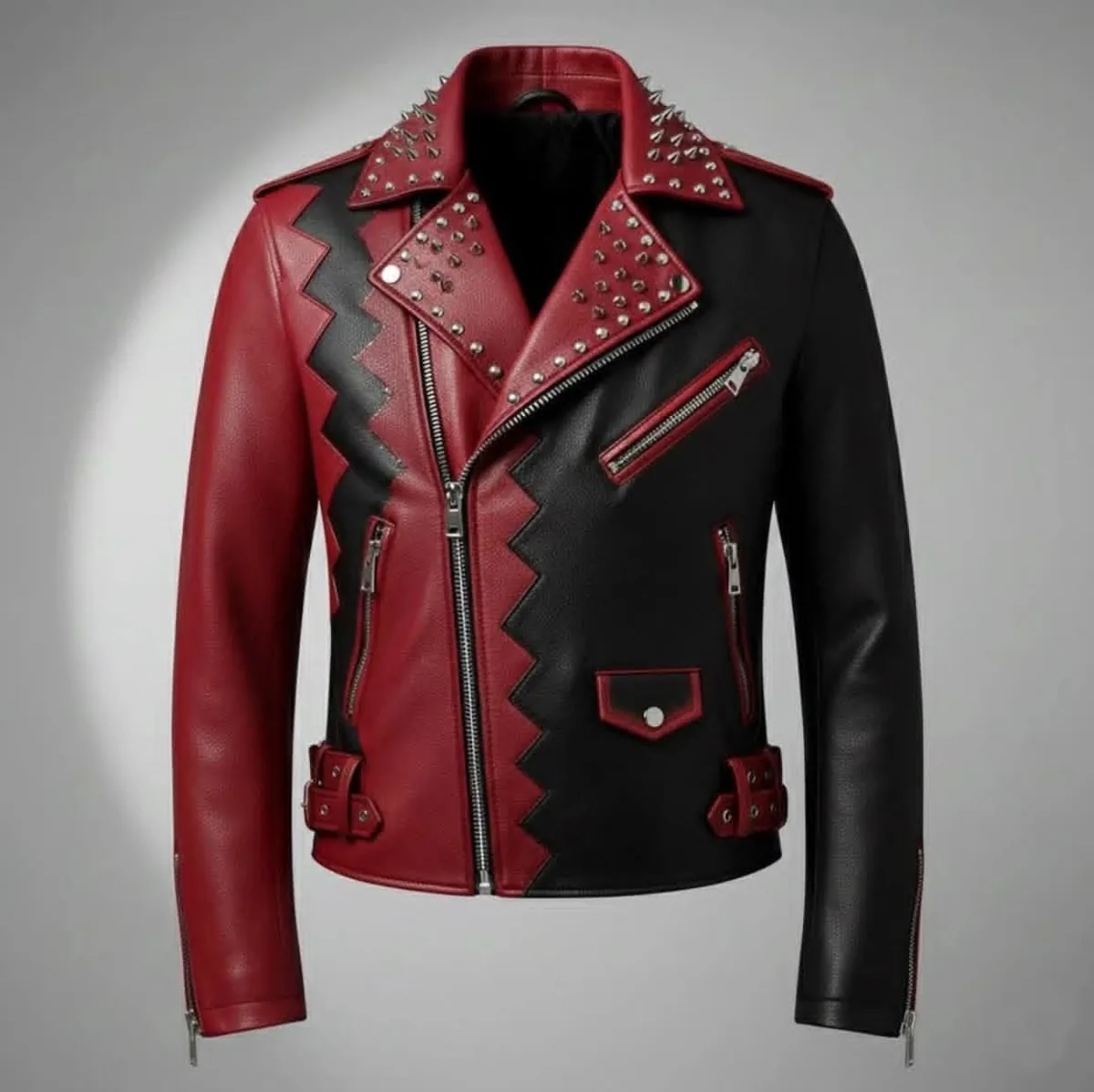 BAPOTC Studded Leather Moto Jacket